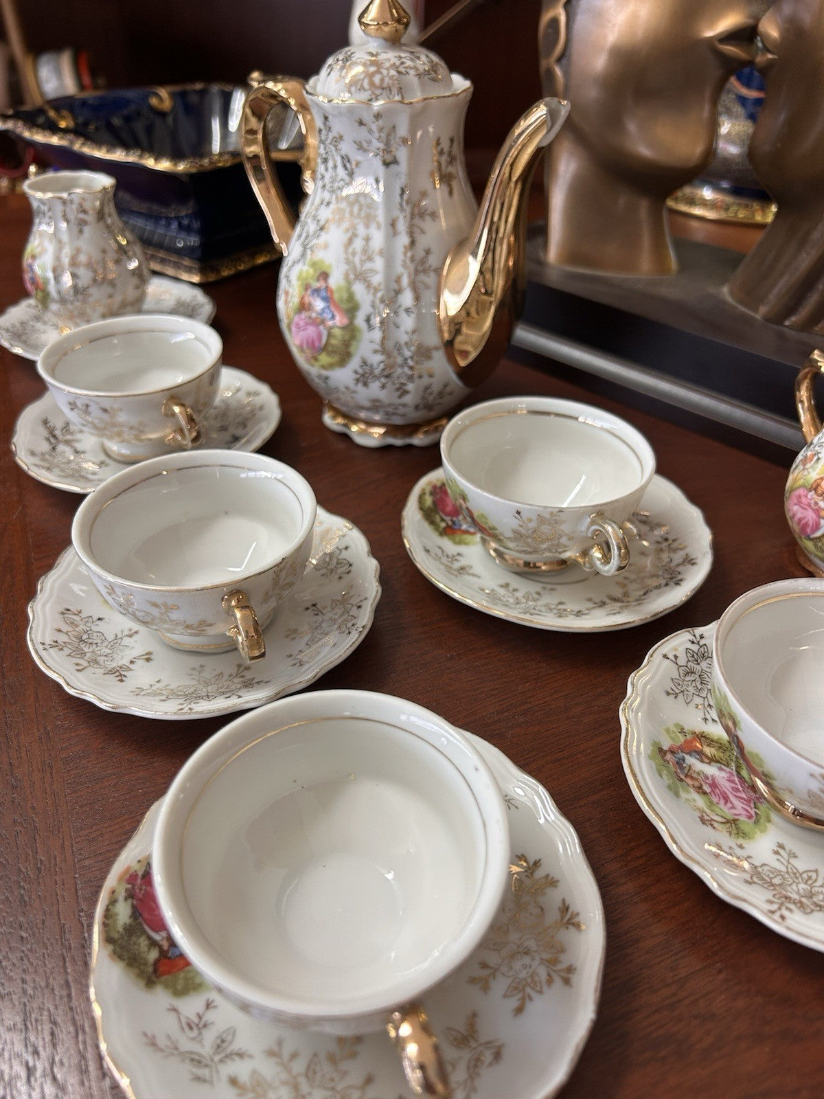 Merry AGC Rosy China Japan Vintage Tea Set 7 Cups Saucers Teapot Sugar