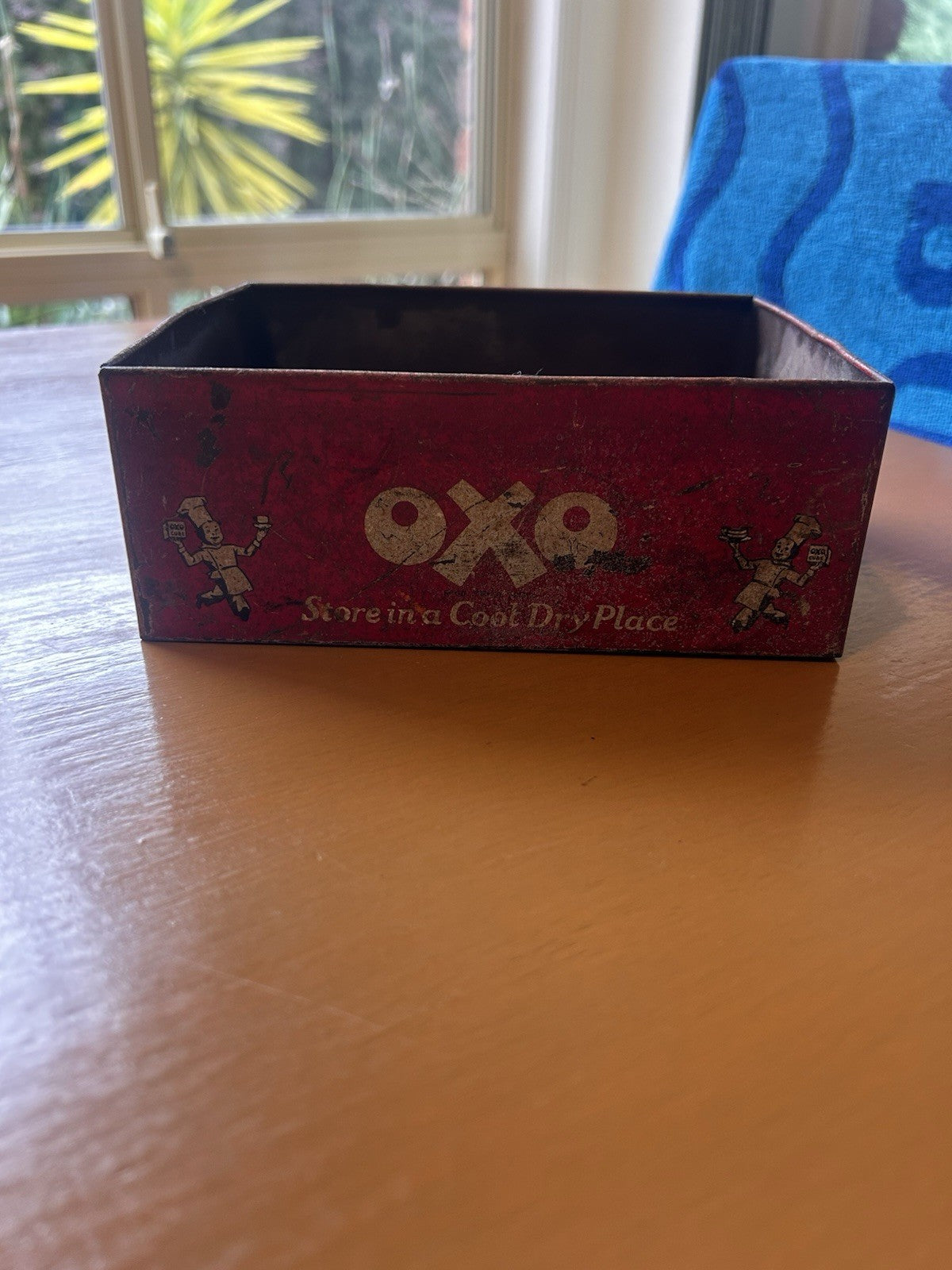 Vintage Oxo Advertising Storage Tin Red Pantry Box c1940s Kitchen Ephemera