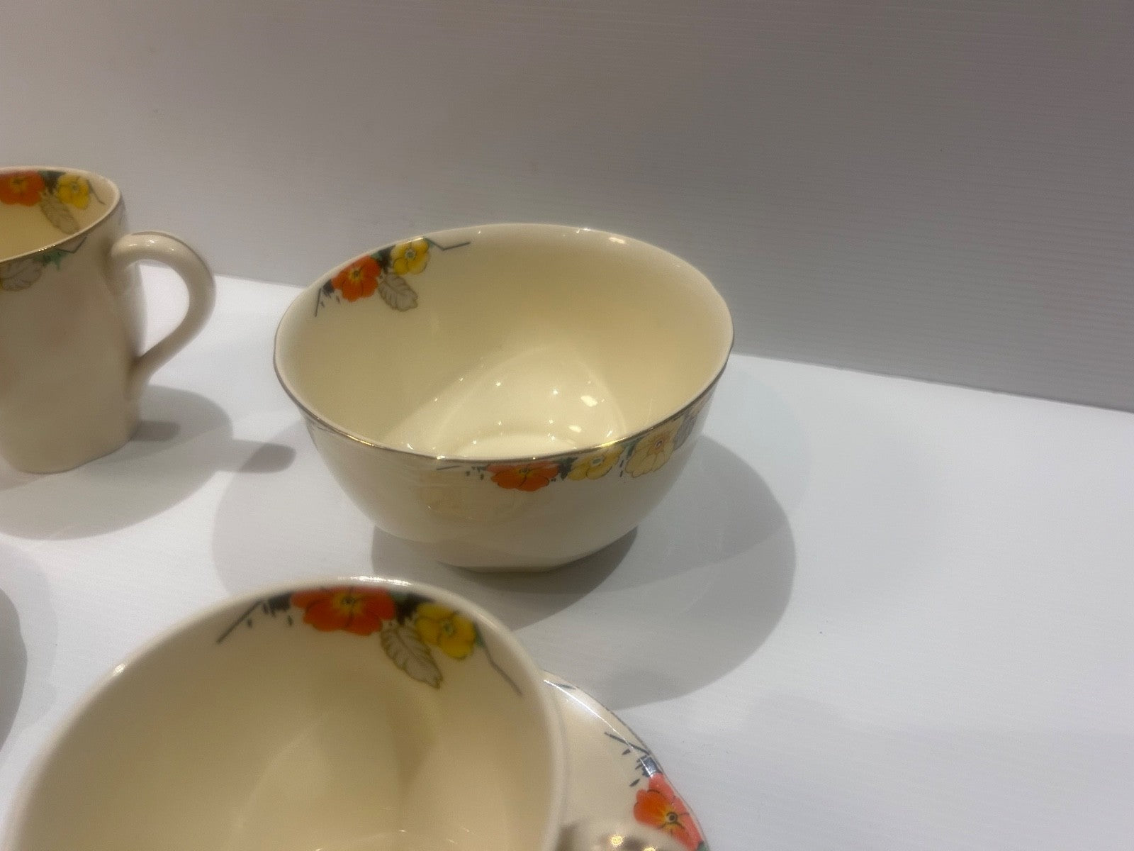 Royal Marigold Raymond Meakin 4 Cups/Saucers , Jug, Sugar & Plate & free extras