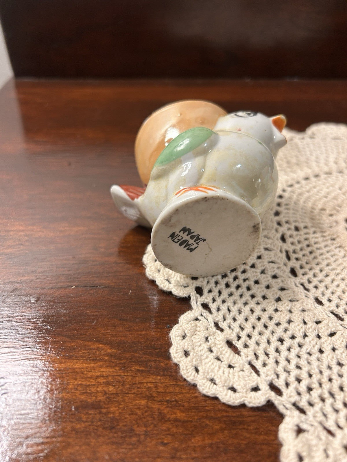 Pair Vintage Bird Egg Cups Hand-Painted Japan 1950s Ceramic Novelty Collectibles