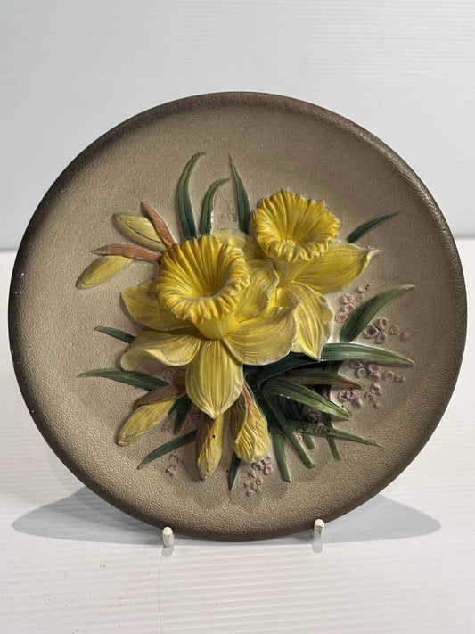 Bossons England Daffodils Wall Plaque 1959 Raised Floral Art Approx 16cm