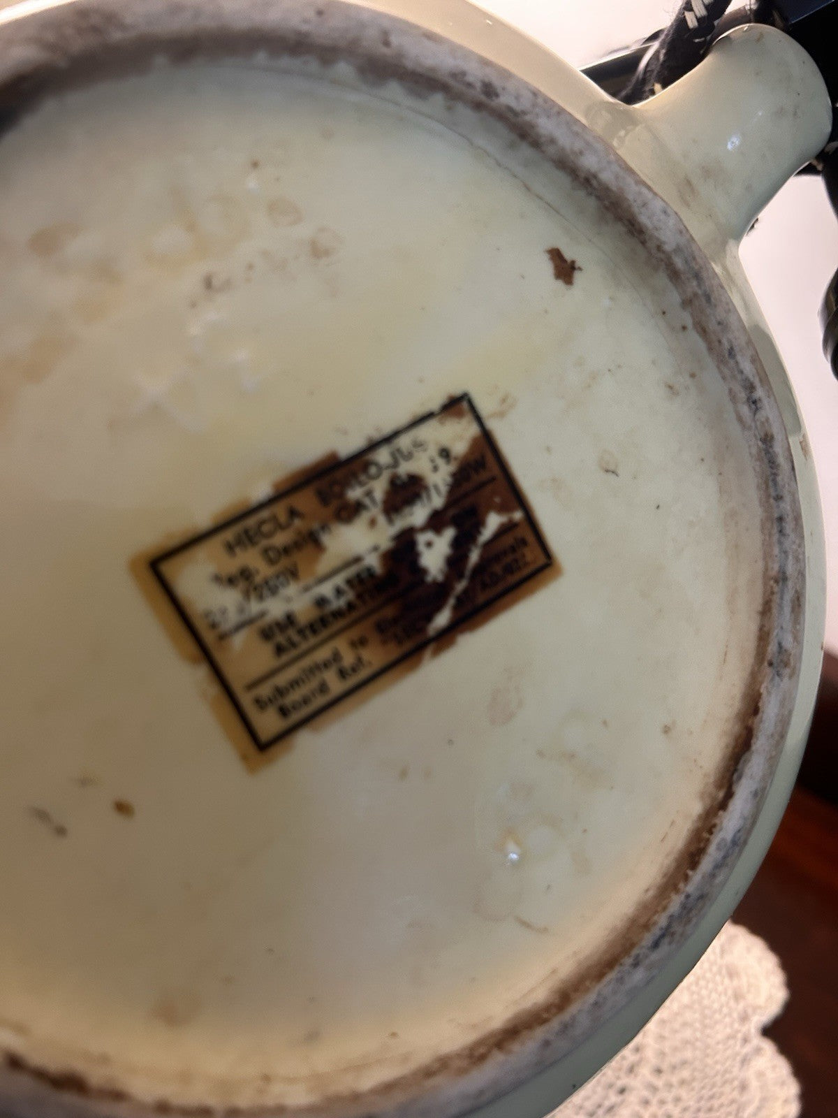 Hecla Electric Jug Kettle 1930s 1940s Ceramic Bakelite Vintage Australia