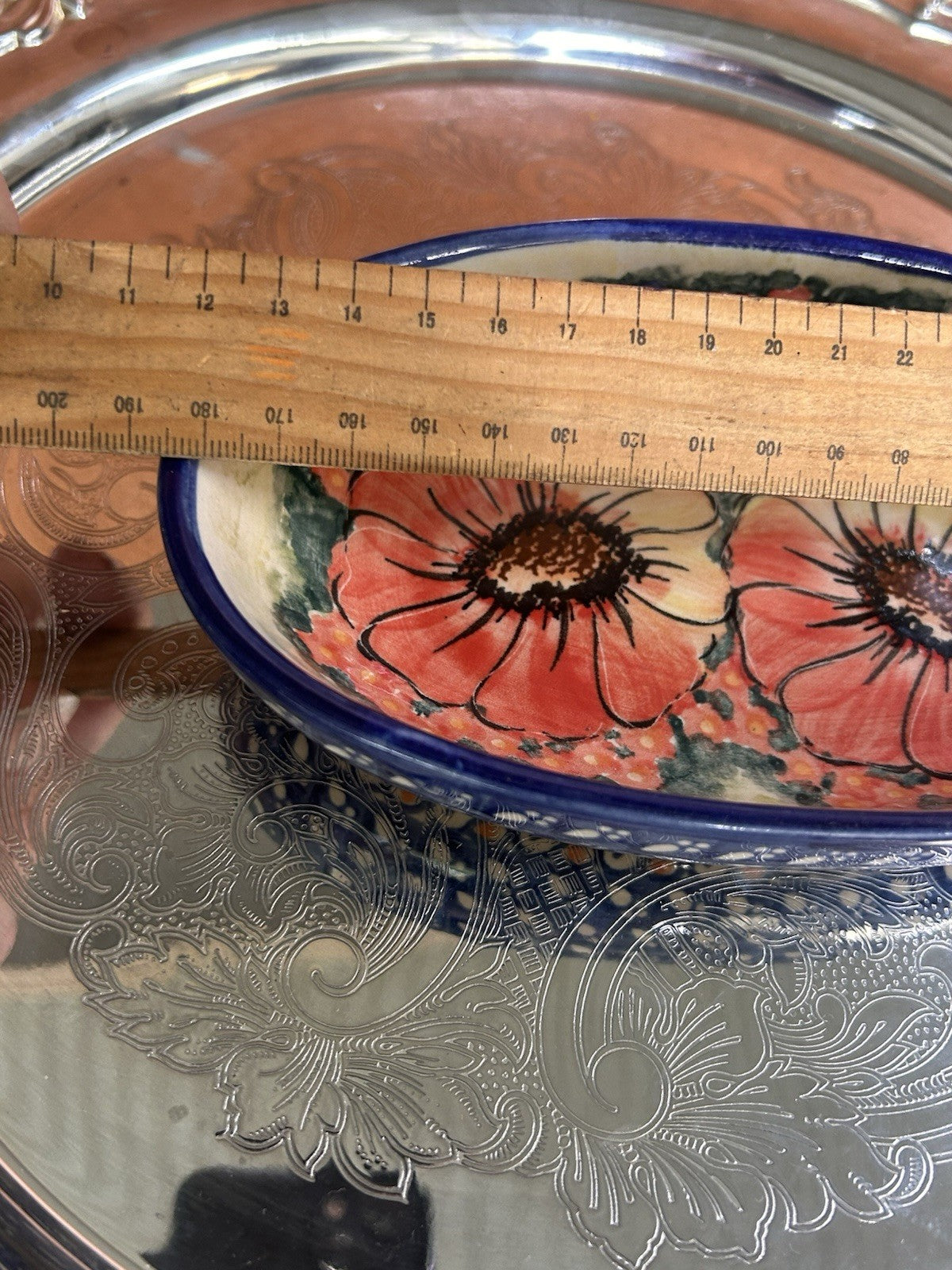 Eva’s Collection UNIKAT K. Kaleta Hand-Painted Boleslawiec Floral Bowl 18 cm