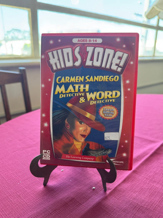 Kids Zone Carmen Sandiego Math & Word Detective PC CD-ROM – Complete | c. 2002