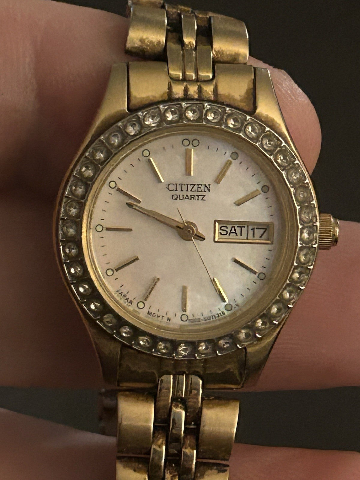 Vintage Citizen Quartz Day Date GN-4W-S Gold Tone Watch Japan New Battery