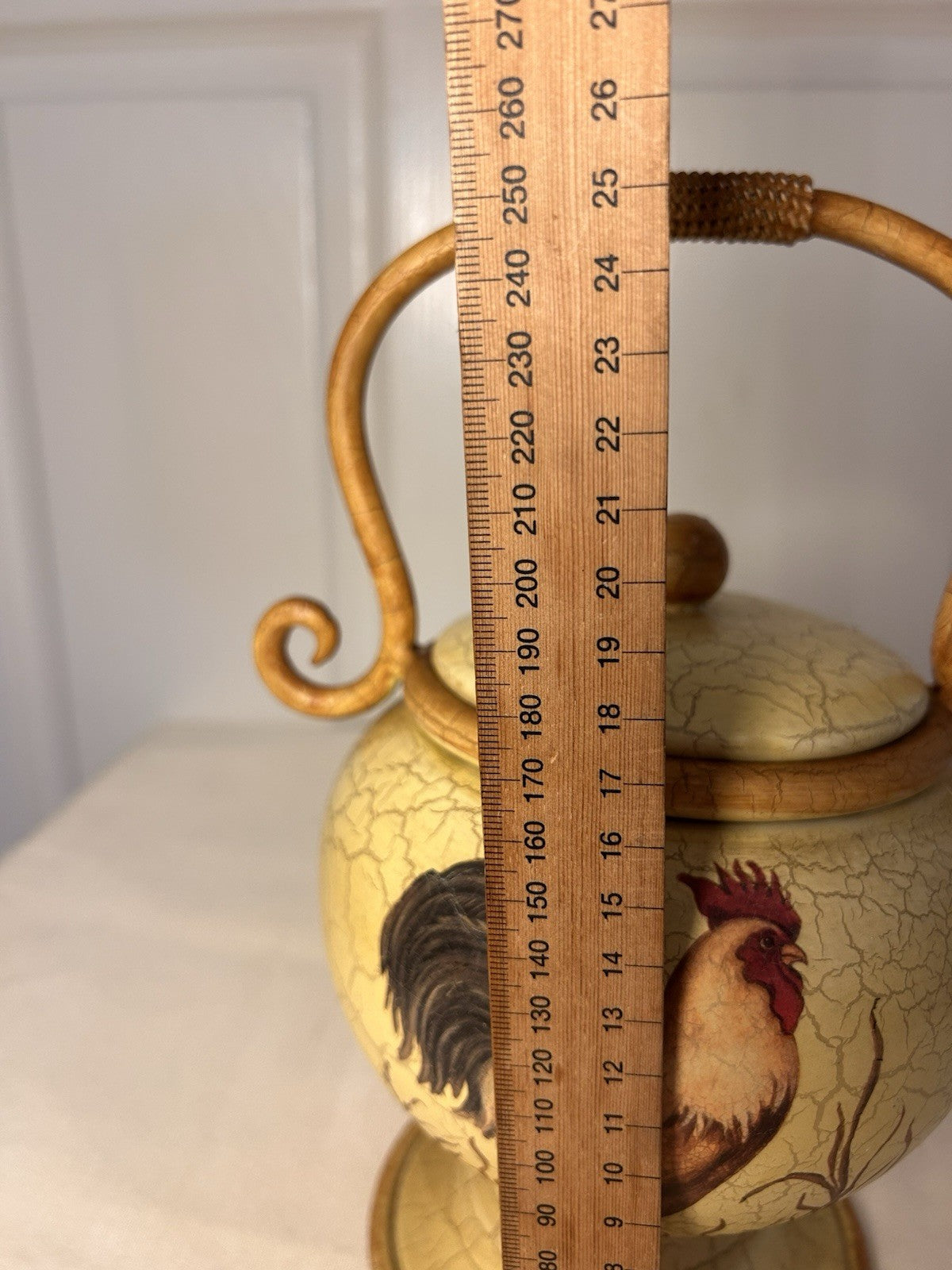 Rustic Rooster Decorative Teapot Jug – Crackle Finish Country Farmhouse 26cm