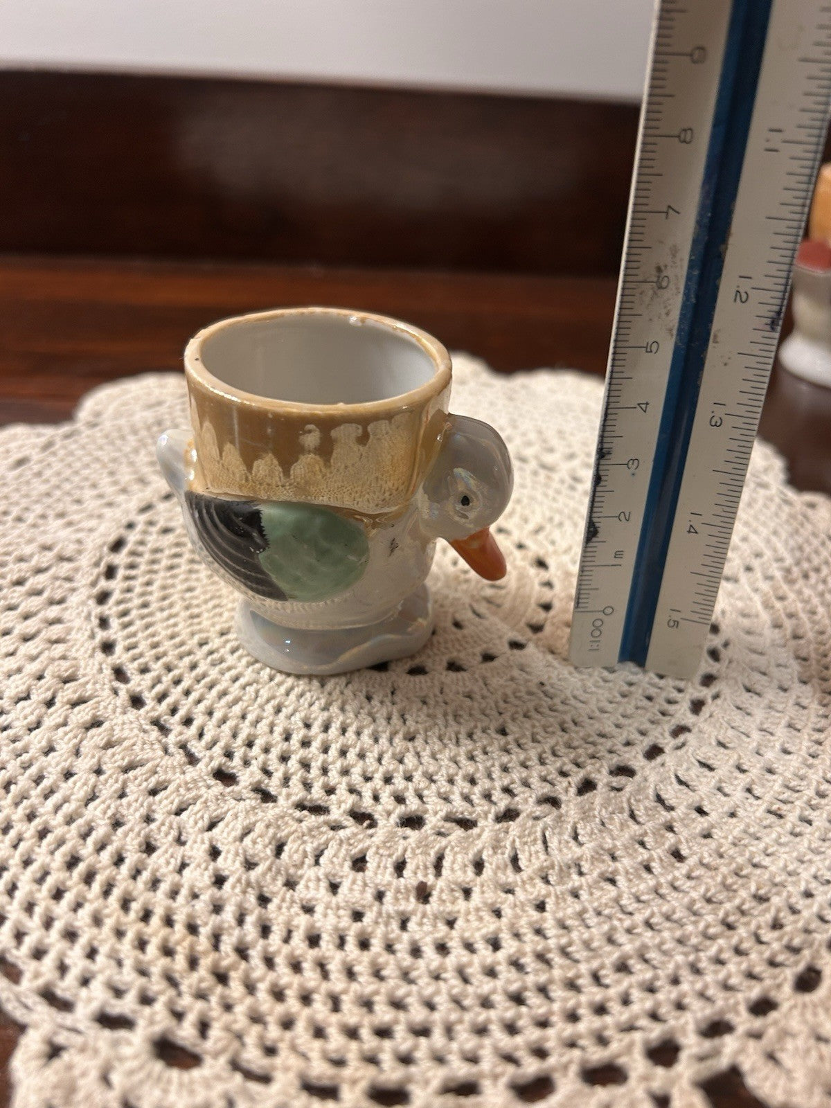 Pair Vintage Bird Egg Cups Hand-Painted Japan 1950s Ceramic Novelty Collectibles