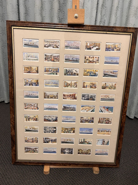 Ogden’s Cigarettes Ocean Greyhounds Framed Full Set 50 Cards Ocean Liners c.1936