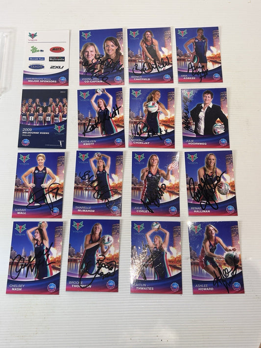2009 Melbourne Vixens Signed Card Set Netball Premiers McMahon Chatfield