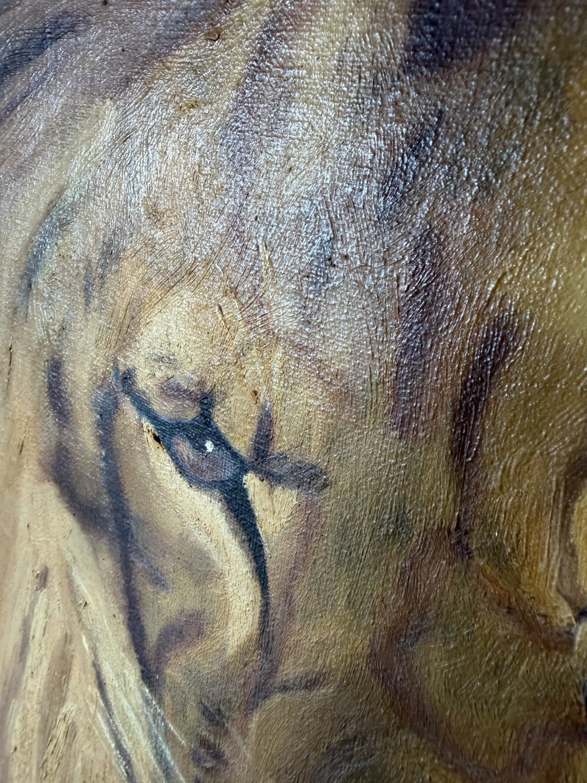 Large Original 1924 Oil Painting Lions – Signed J.M.J. – Period Frame