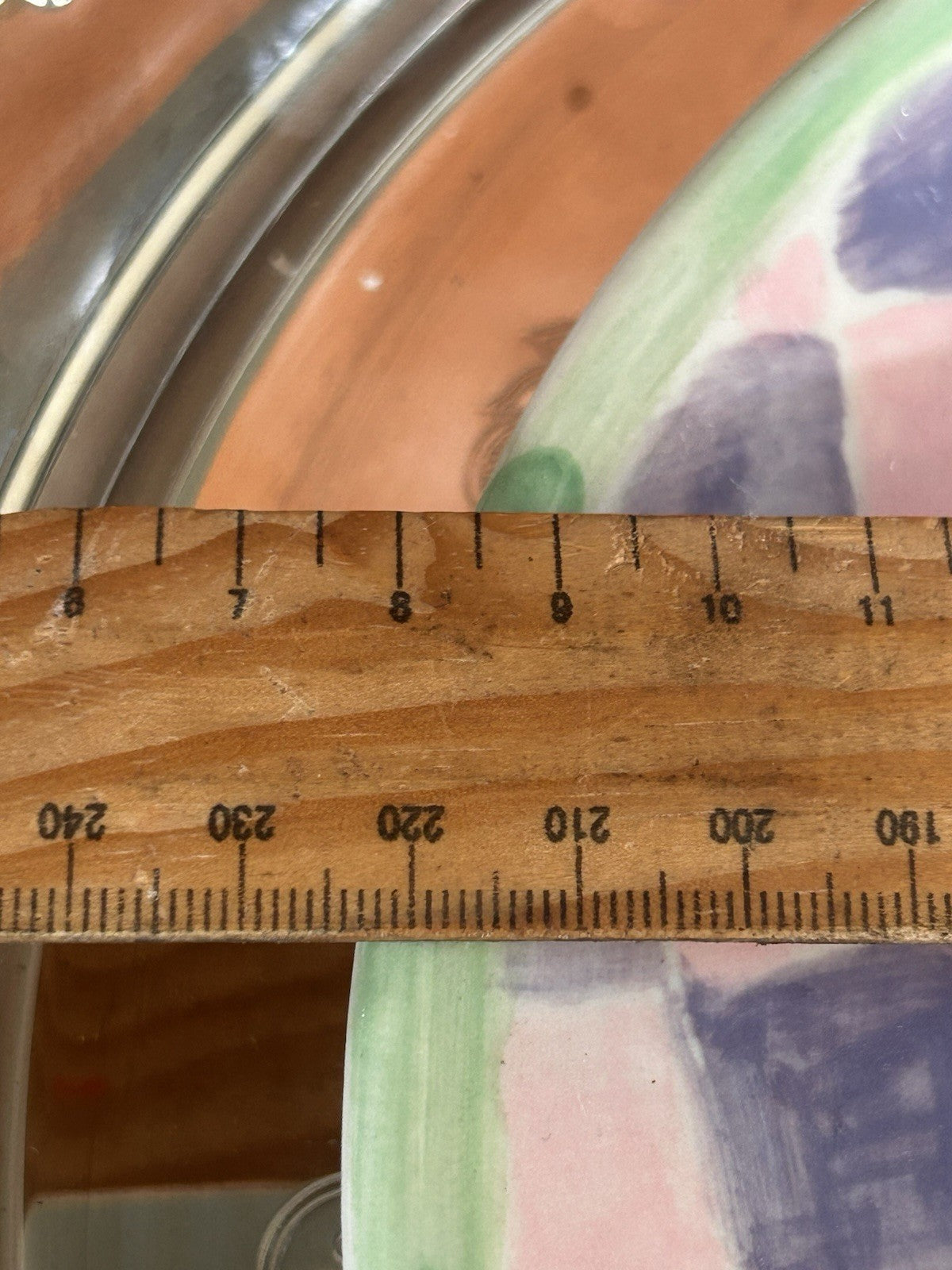 Bendigo Pottery Hand Painted Plates x2 Signed 75 – Pink Check Floral - 22cm