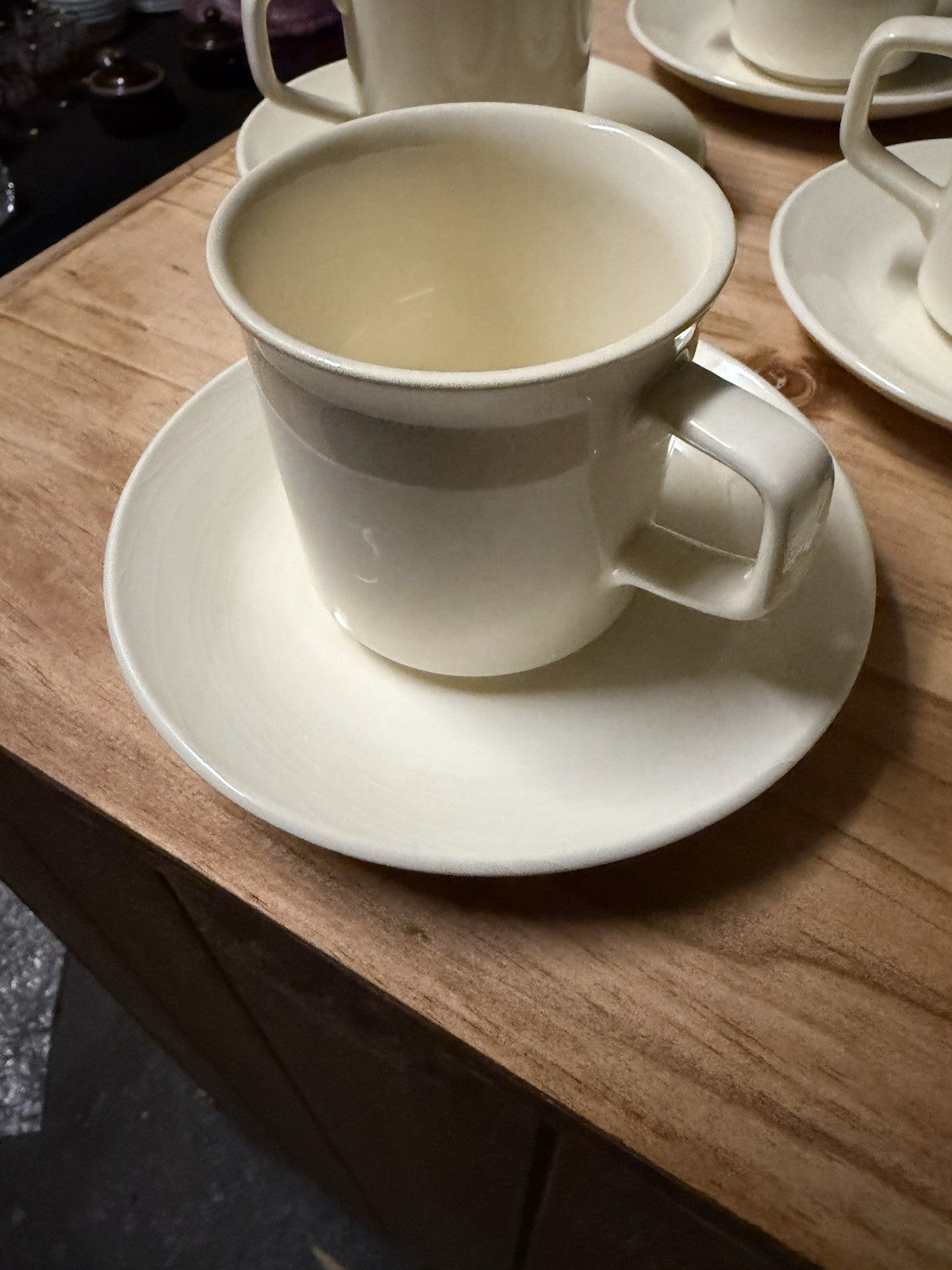6 x Bendigo Pottery 1858 Australia Cream Coffee Cups & Saucers Set Stoneware