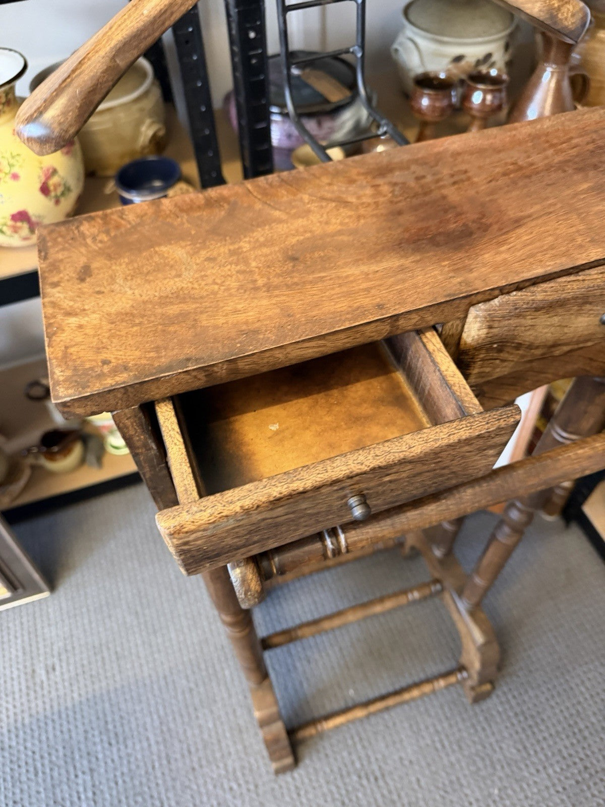Gentleman’s Valet Stand 2 Drawer Timber Suit Clothes Hanger Antique Style