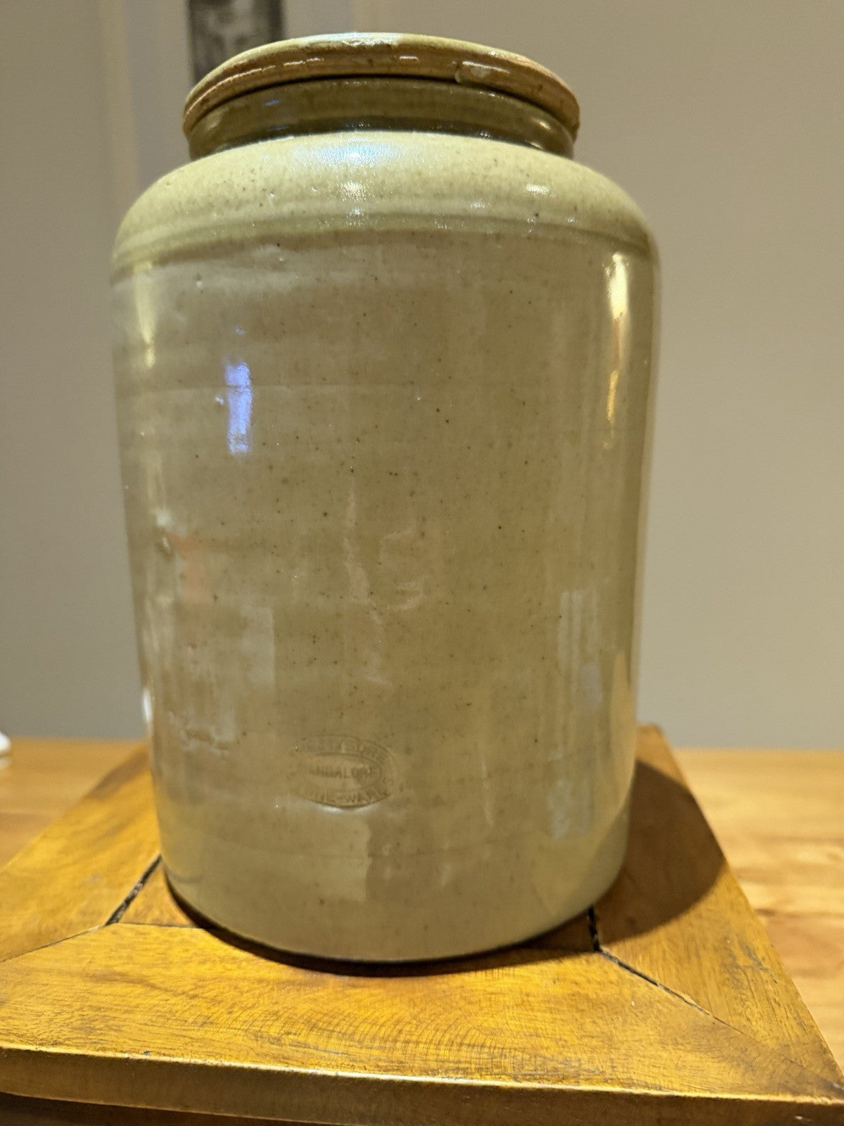 Vintage Mysore Stoneware Bangalore Crock Jar Screw Lid c1950s Rustic