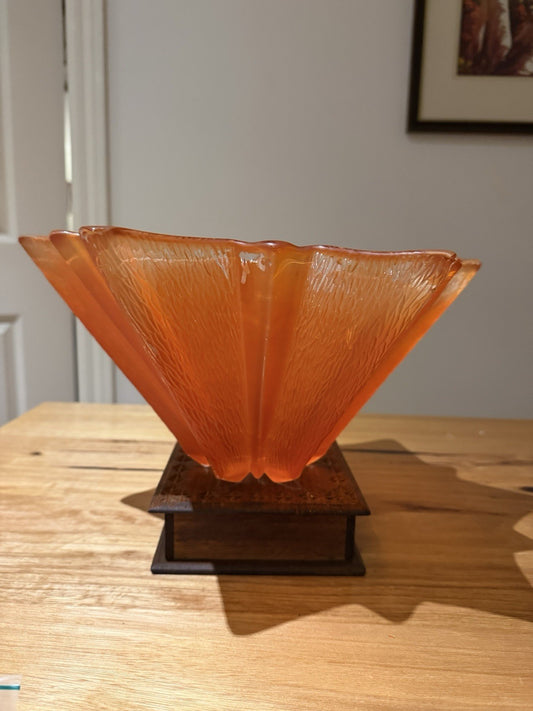 Vintage Walther Glas Star Bowl Orange Bark Glass Germany MCM 34cm