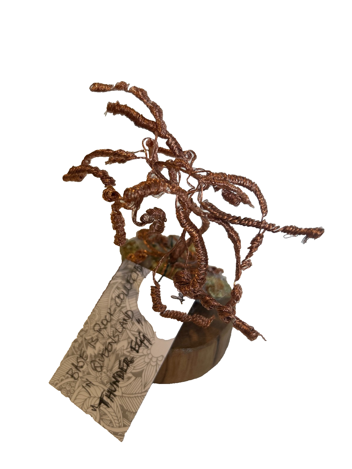 Copper Wire Bonsai Sculpture on Thunder Egg Base – Handmade Art Piece