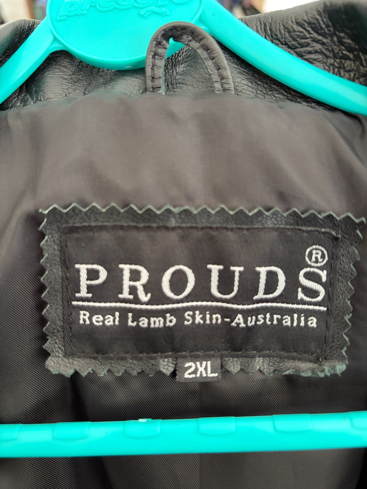 PROUDS Genuine Lambskin Leather Black Long Coat Jacket 2XL Button Front
