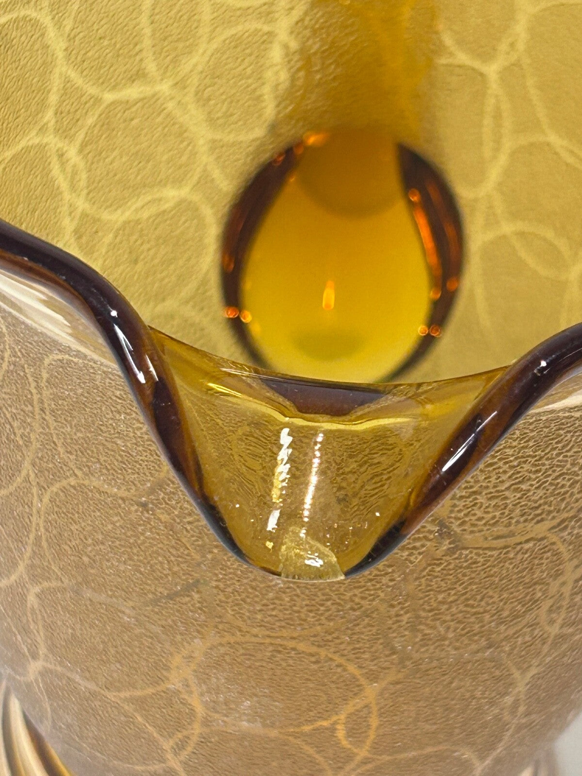 Vintage Amber Glass Lemonade Set – Textured Gold Bands – Jug & 5 Tumblers Retro