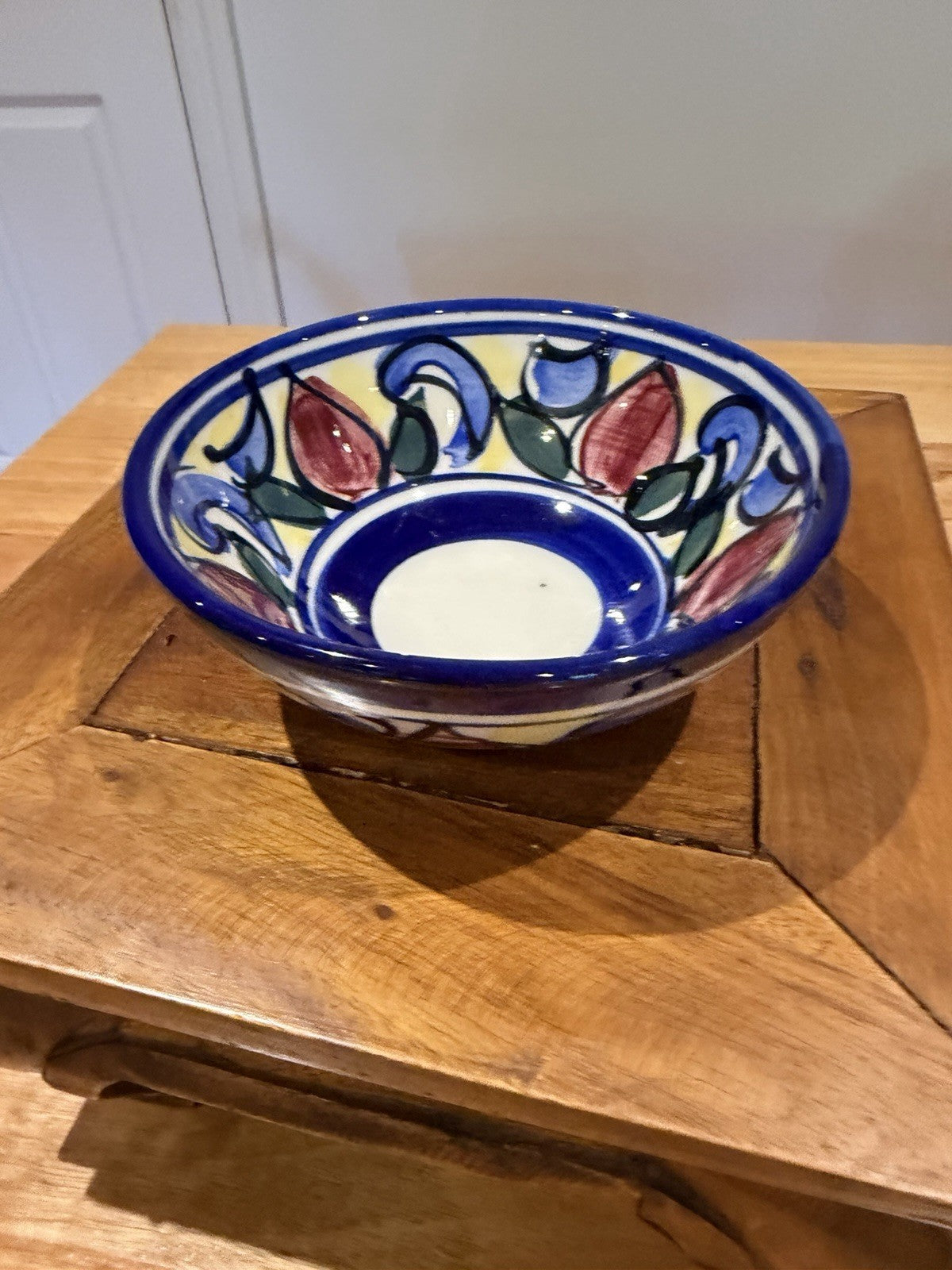 Vintage Studio Pottery Hand Painted Floral Bowl Signed 1996 14cm Ceramic