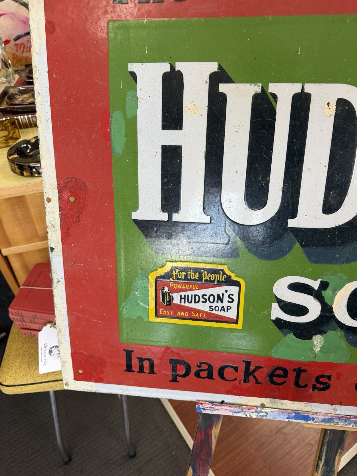 Hudson’s Soap Enamel Sign A Simpson Adelaide Antique Advertising 92cm