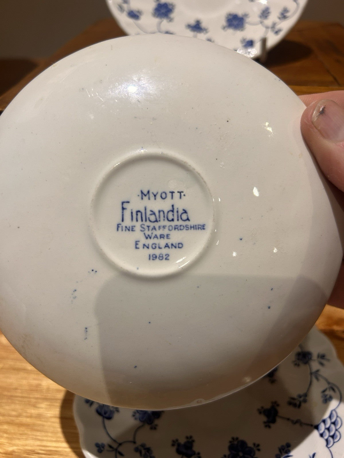 Myott Finlandia Blue Cup & Saucer 1982 England Staffordshire Vintage