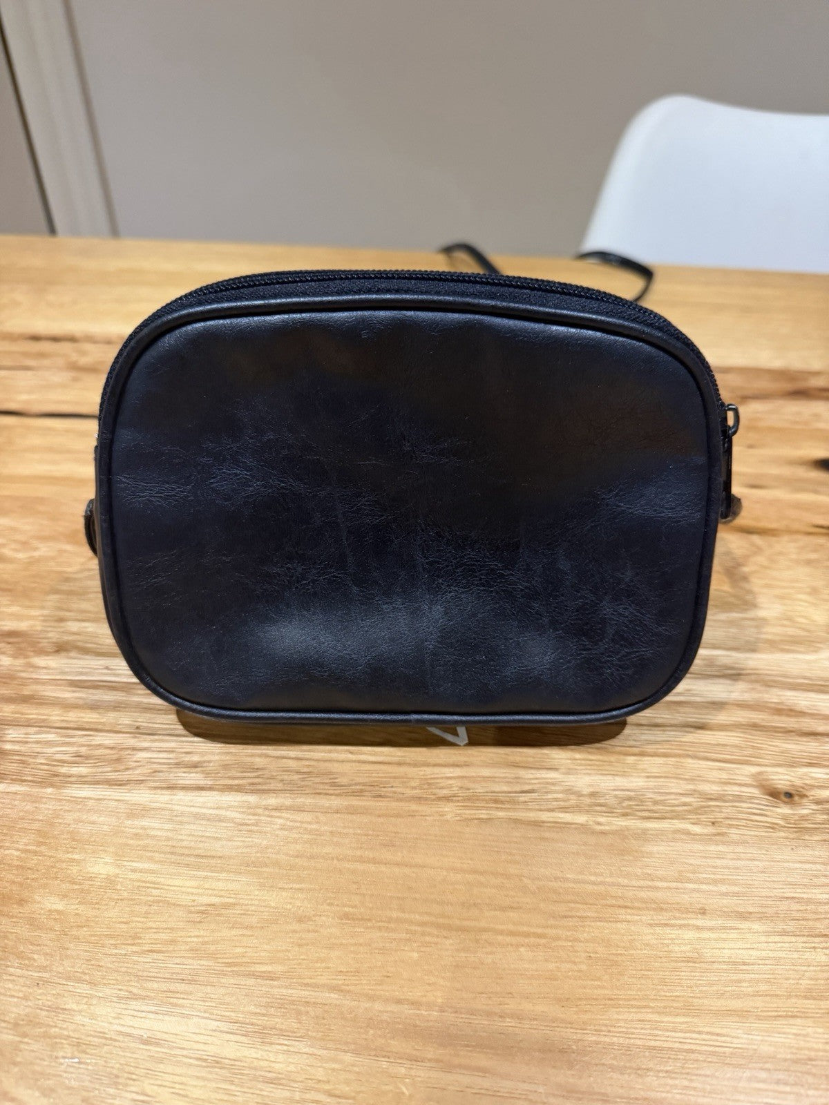 Vintage Luigi Cavalli Black Leather Crossbody Bag Snakeskin Style 1980s 90s