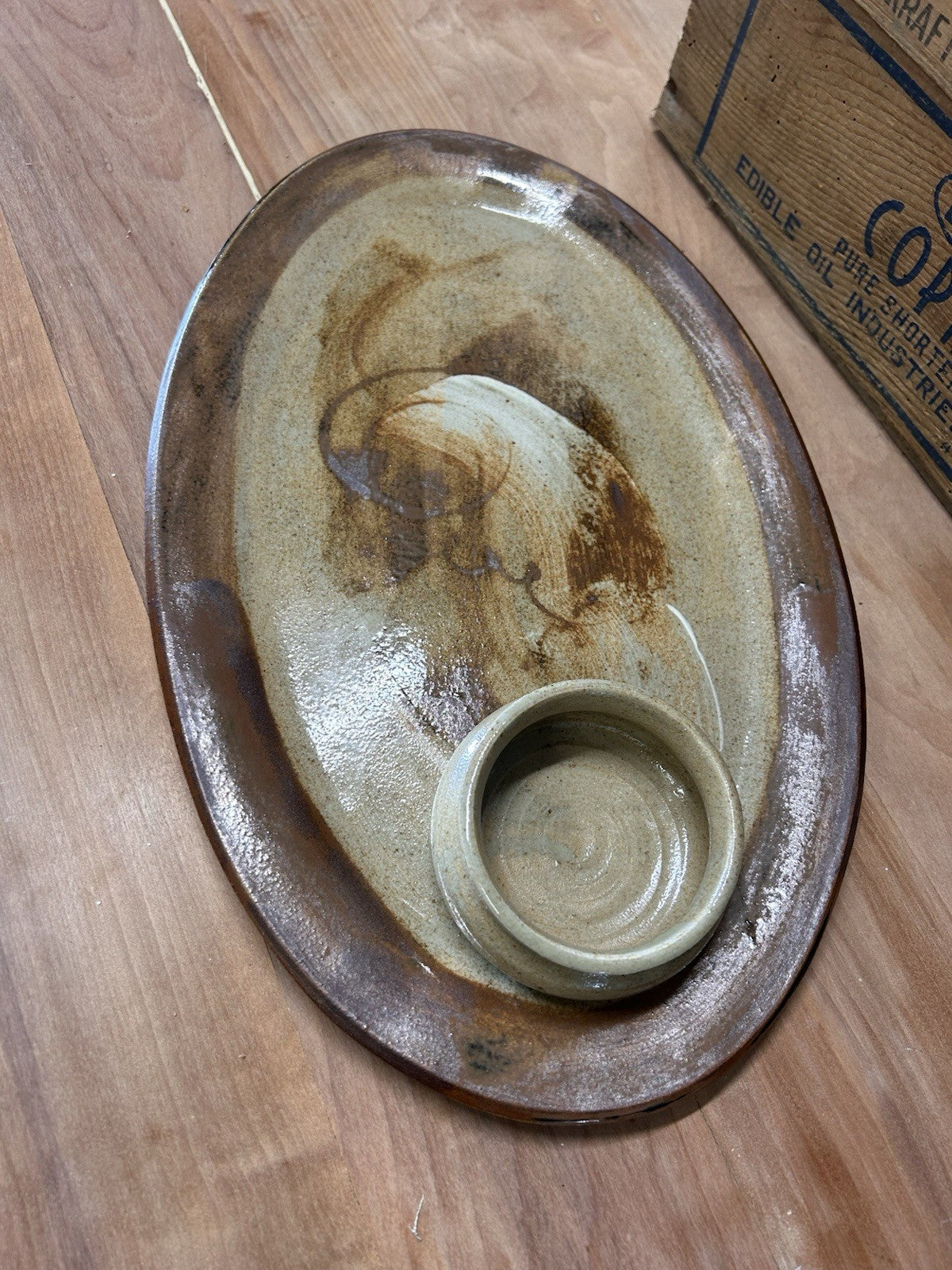 Robert Gordon Studio Pottery Dip Plate Signed Oval Platter 37cm c1985–92