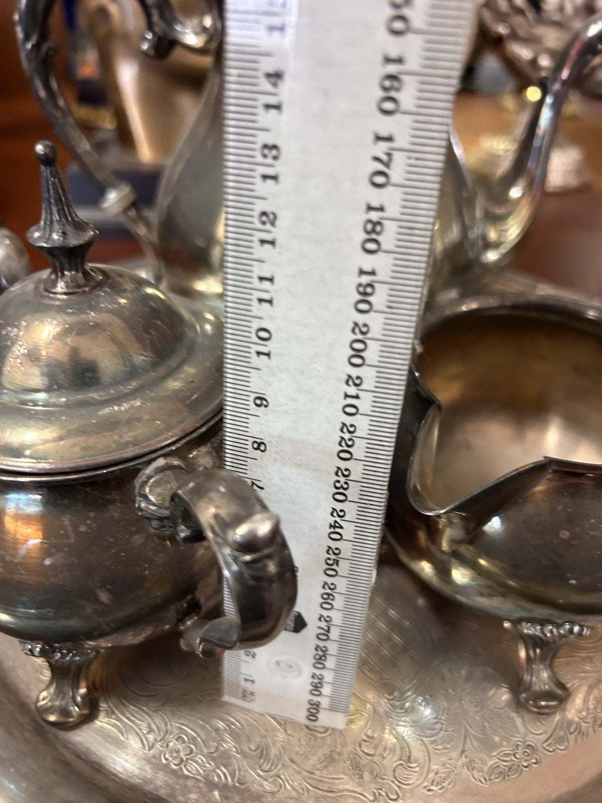 Rodd Silverplate Tea Set w Grosvenor Tray Teapot Sugar Creamer Vintage 