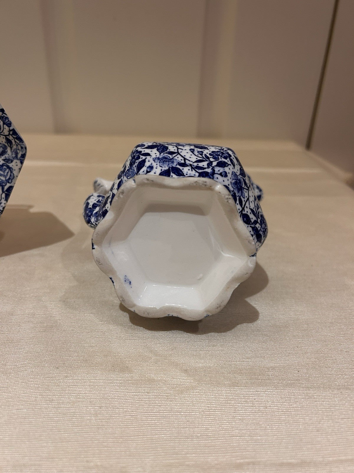 Vintage English Style Blue & White Floral Jug & Dish c1950s Transferware 