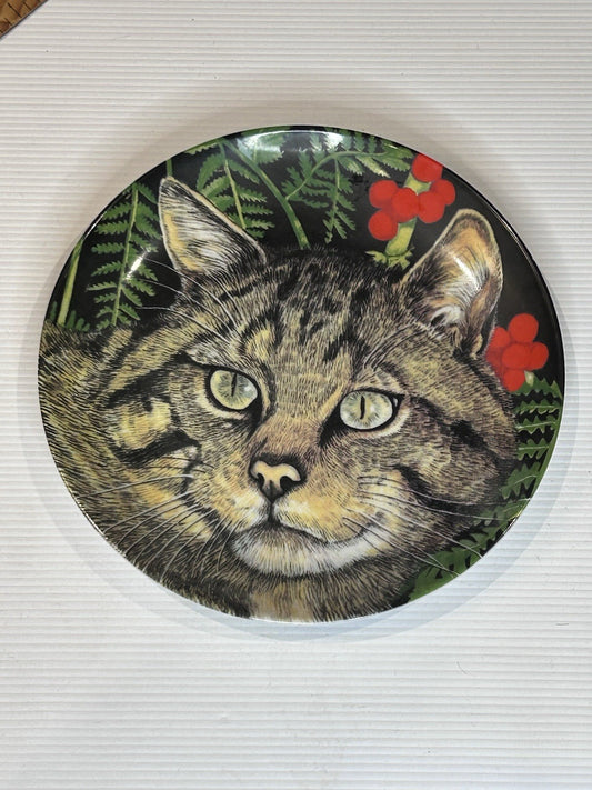 Kaiser W. Germany Cat Collector Plate AK Porcelain Tabby Jungle Ferns