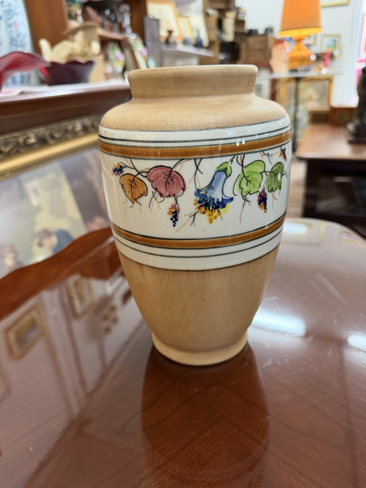 Peralba Valencia Spain Hand Painted Pottery Vase 22cm Floral Vintage Ceramic