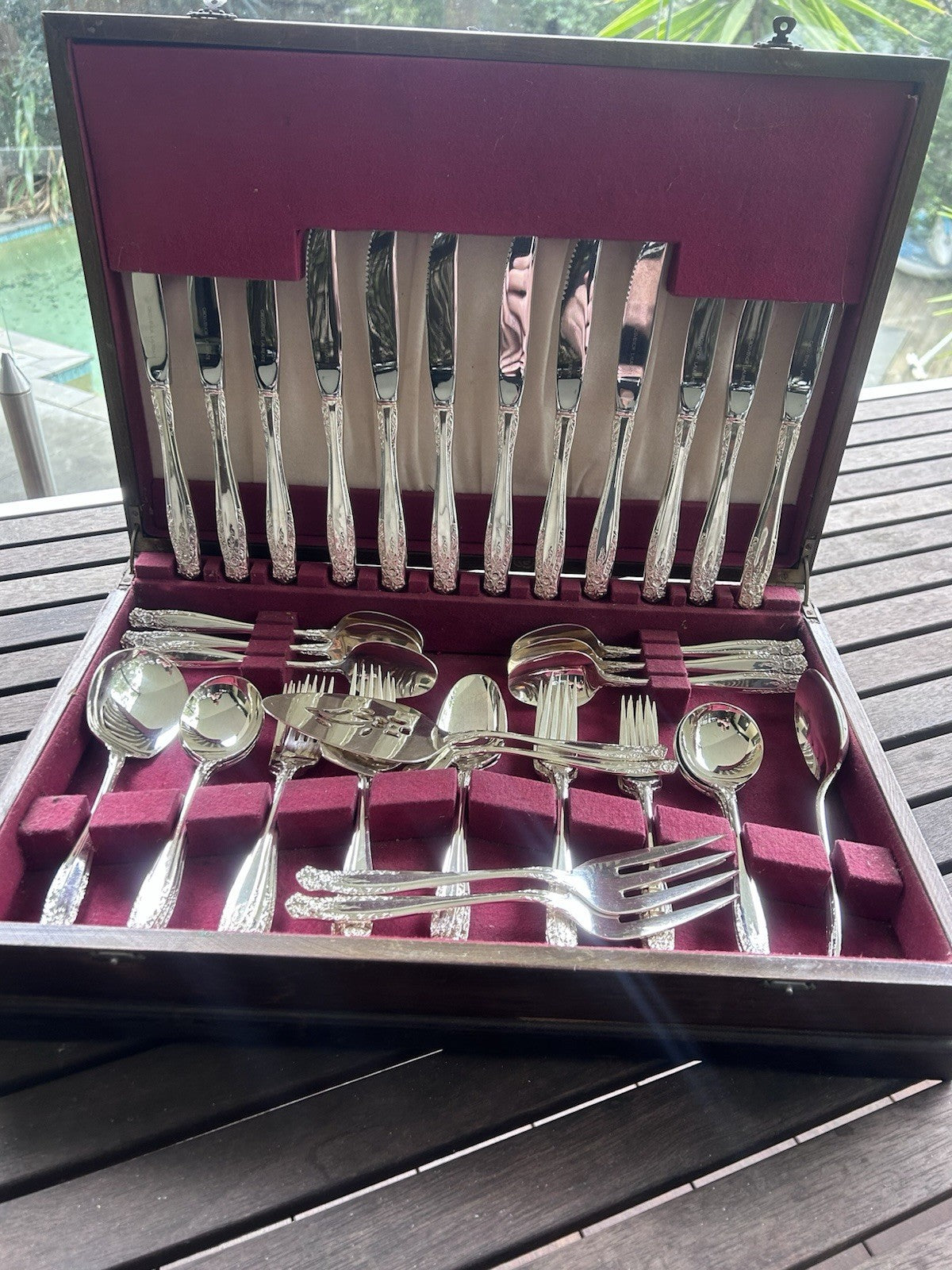 Grosvenor Laureate Silver Plated Cutlery Set for 6 + Serving Pieces 1960s Vintag