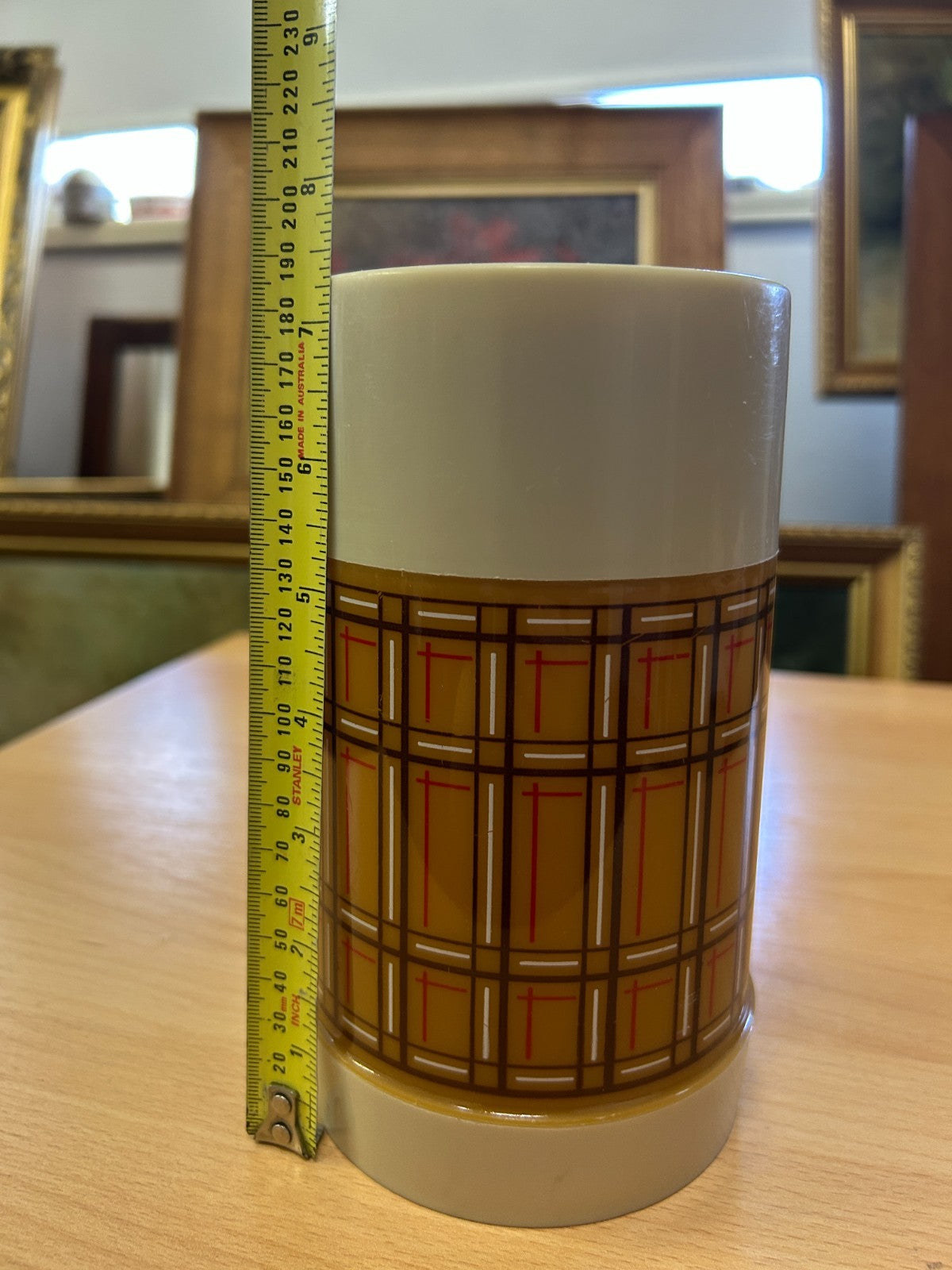 Vintage Aladdin Vacuum Food Jar Thermos 425ml Canada 1970s Mod Plaid