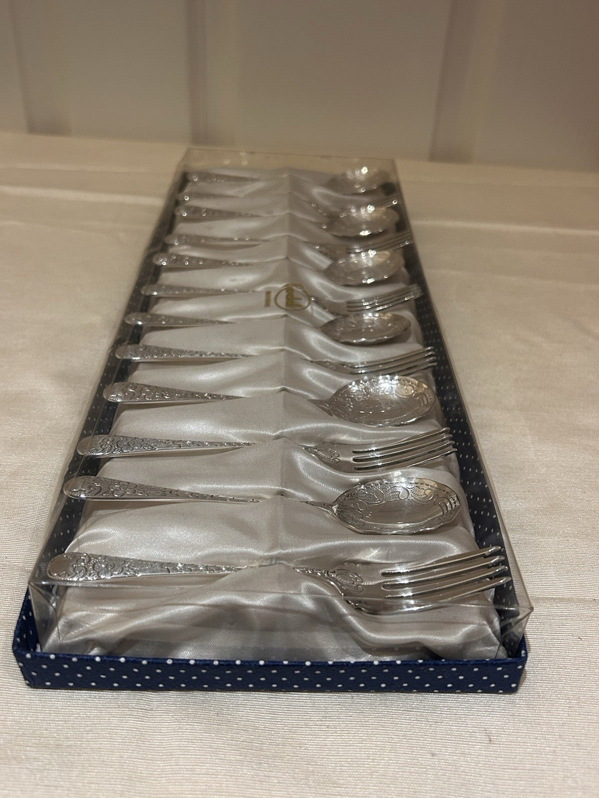 Rodd Silverware Boxed Dessert Set Forks & Spoons Vintage Floral Pattern