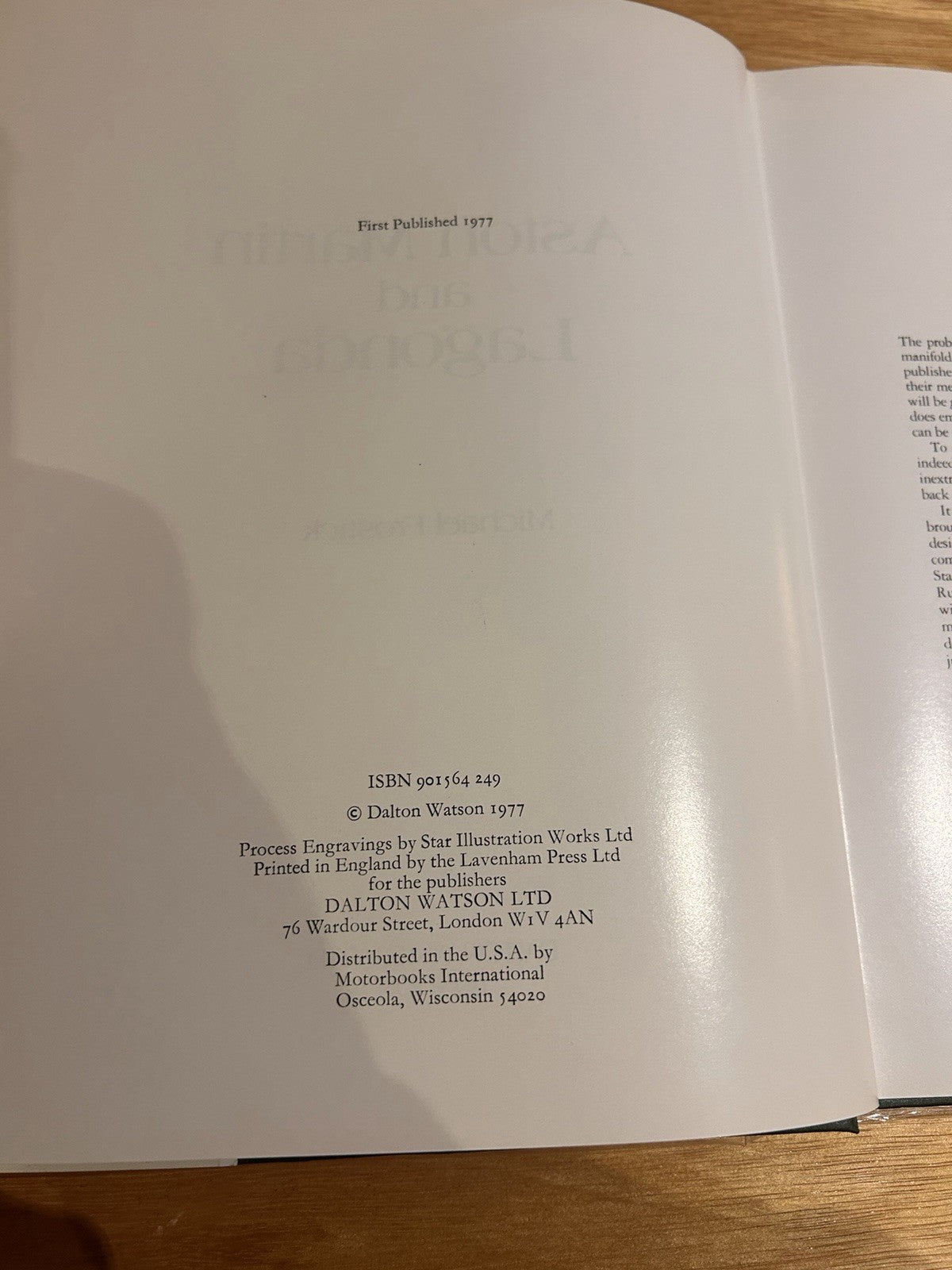 Aston Martin & Lagonda Michael Frostick 1977 1st Ed HC DJ Dalton Watson Book