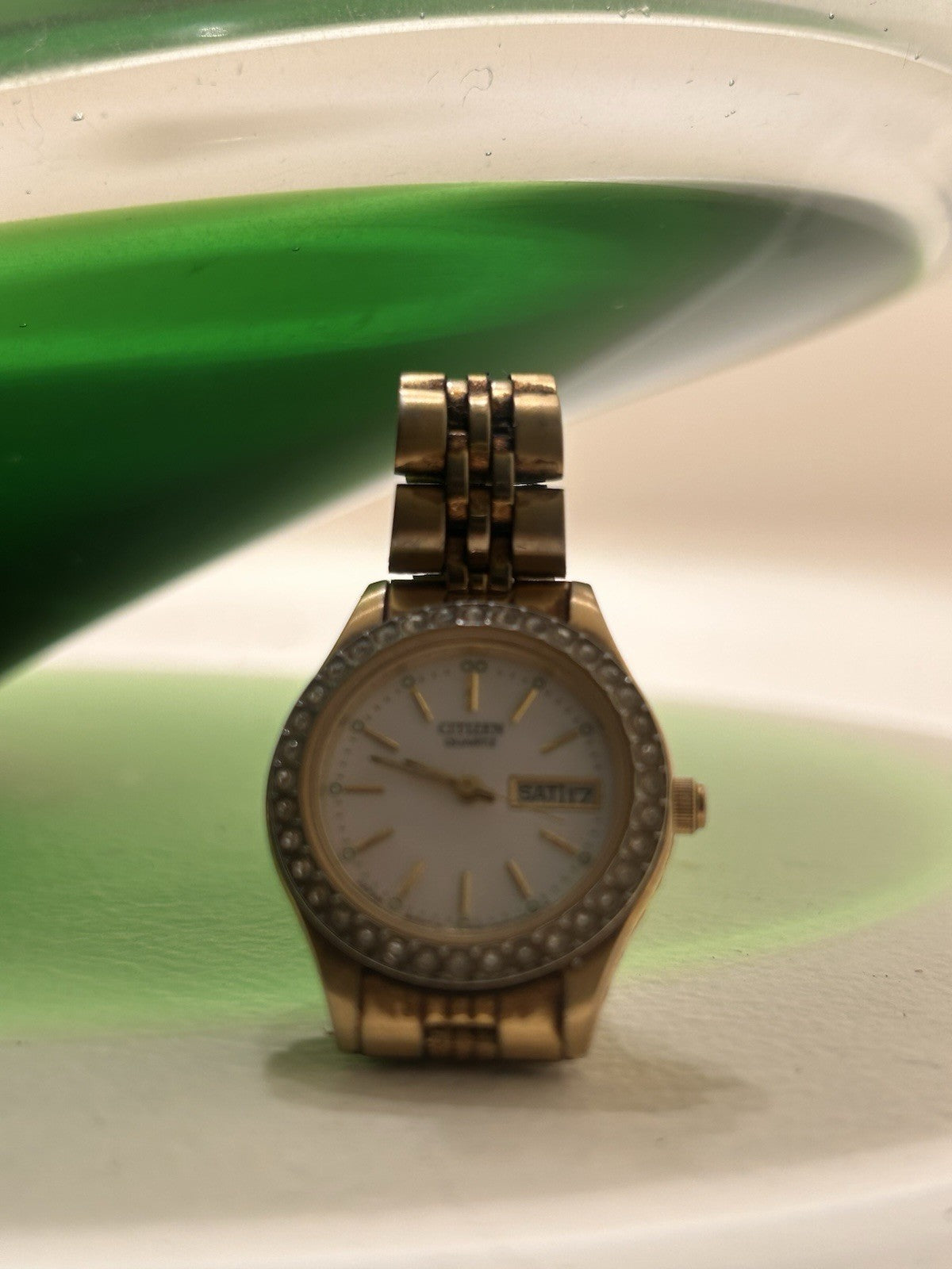 Vintage Citizen Quartz Day Date GN-4W-S Gold Tone Watch Japan New Battery