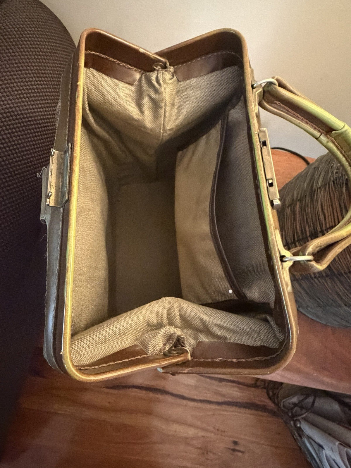 Vintage GOLD PFEIL Steer Hide Cowhide Doctor Bag Handbag Germany 1960s
