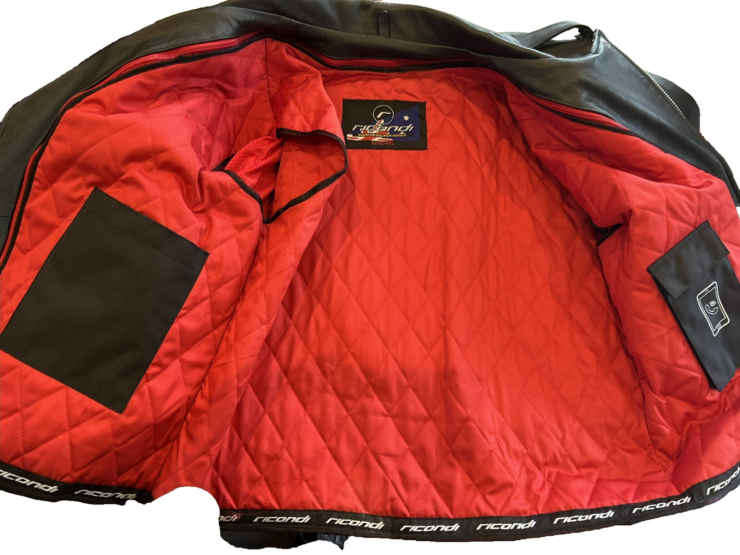 Ricondi Motorcycle Leather Jacket 4XL (52/62). Removable Liner & Armour. Black