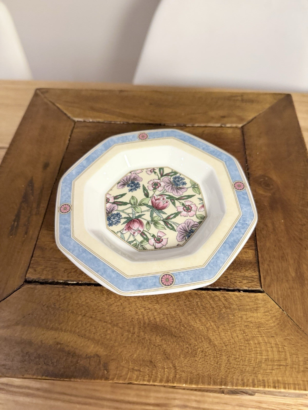 Wedgwood Sarah Bone China Dish Plate England 1995 Floral Octagonal 12cm
