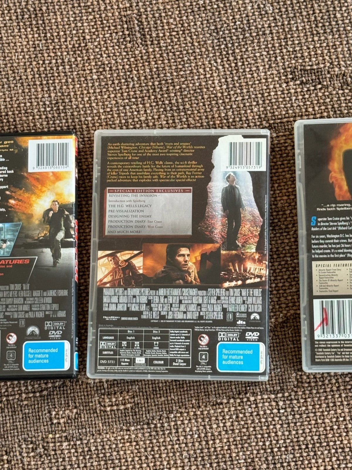 Tom Cruise DVD Bundle Action Sci-Fi Thriller Collection MI3 War of the Worlds