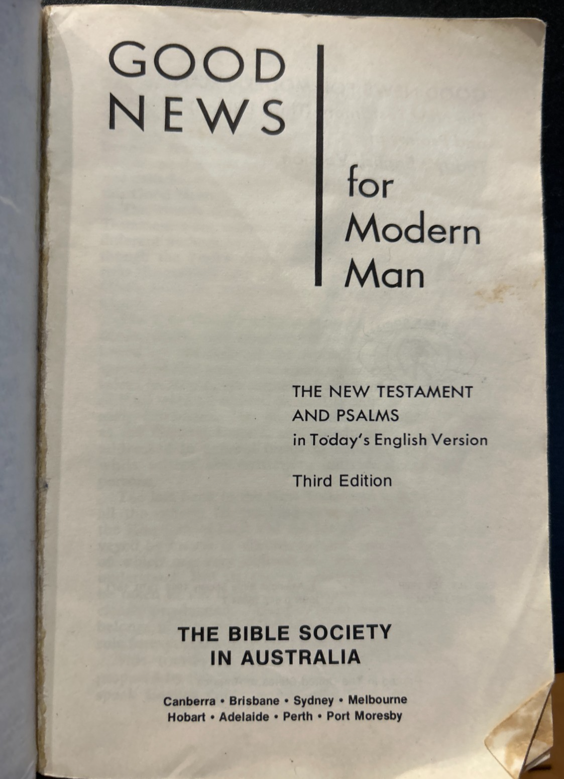 Good News for Modern Man Denim Bible Society Edition 1970s, Pocket New Testament