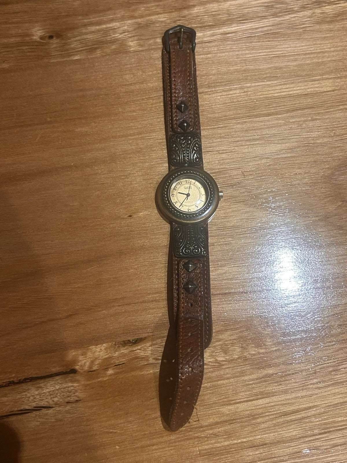 Vintage Guess 1988 Quartz Watch Western Style Leather Band New Battery