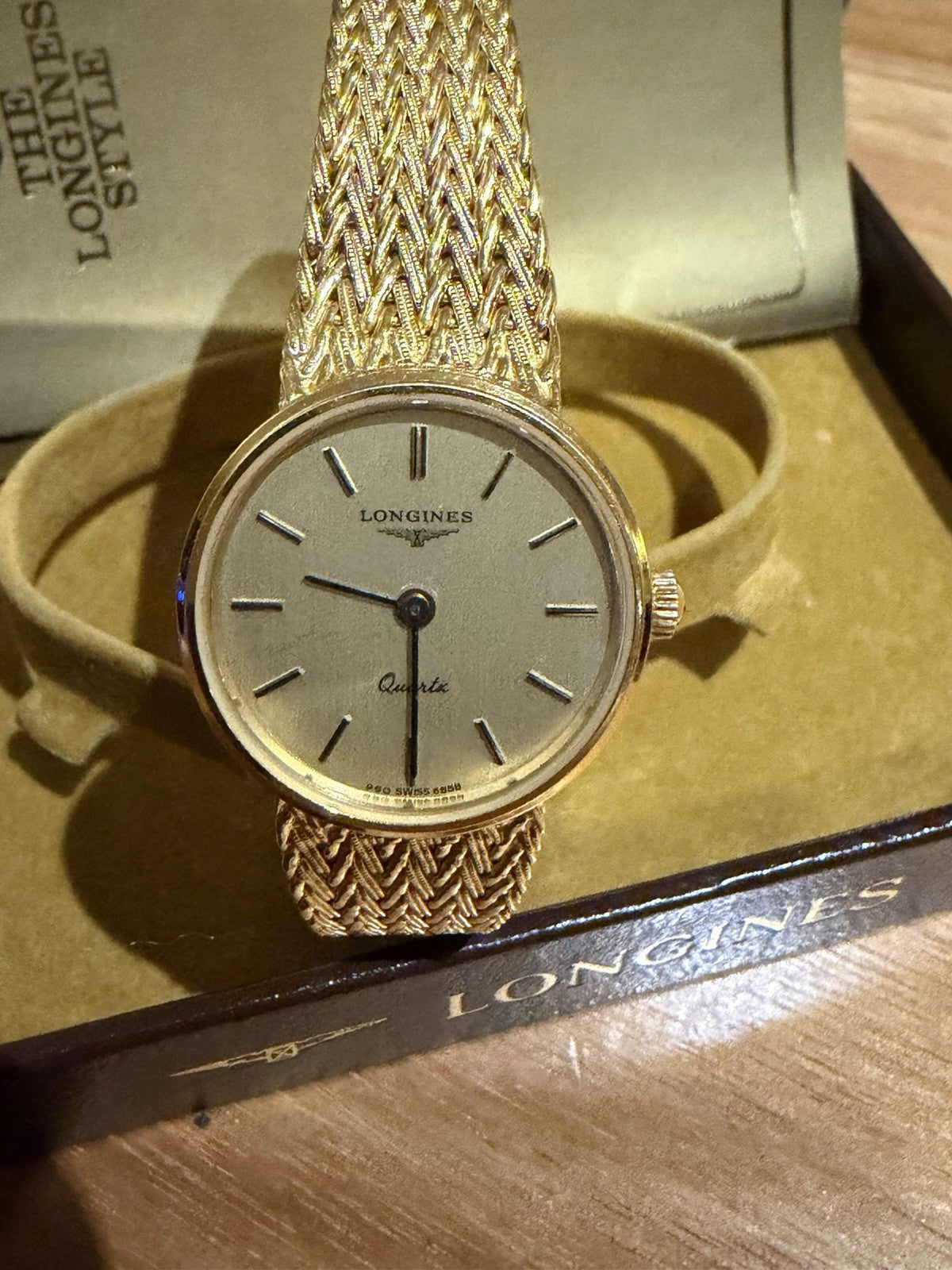Longines Ladies Quartz Watch Gold Tone Mesh Bracelet Box Papers Swiss 6558