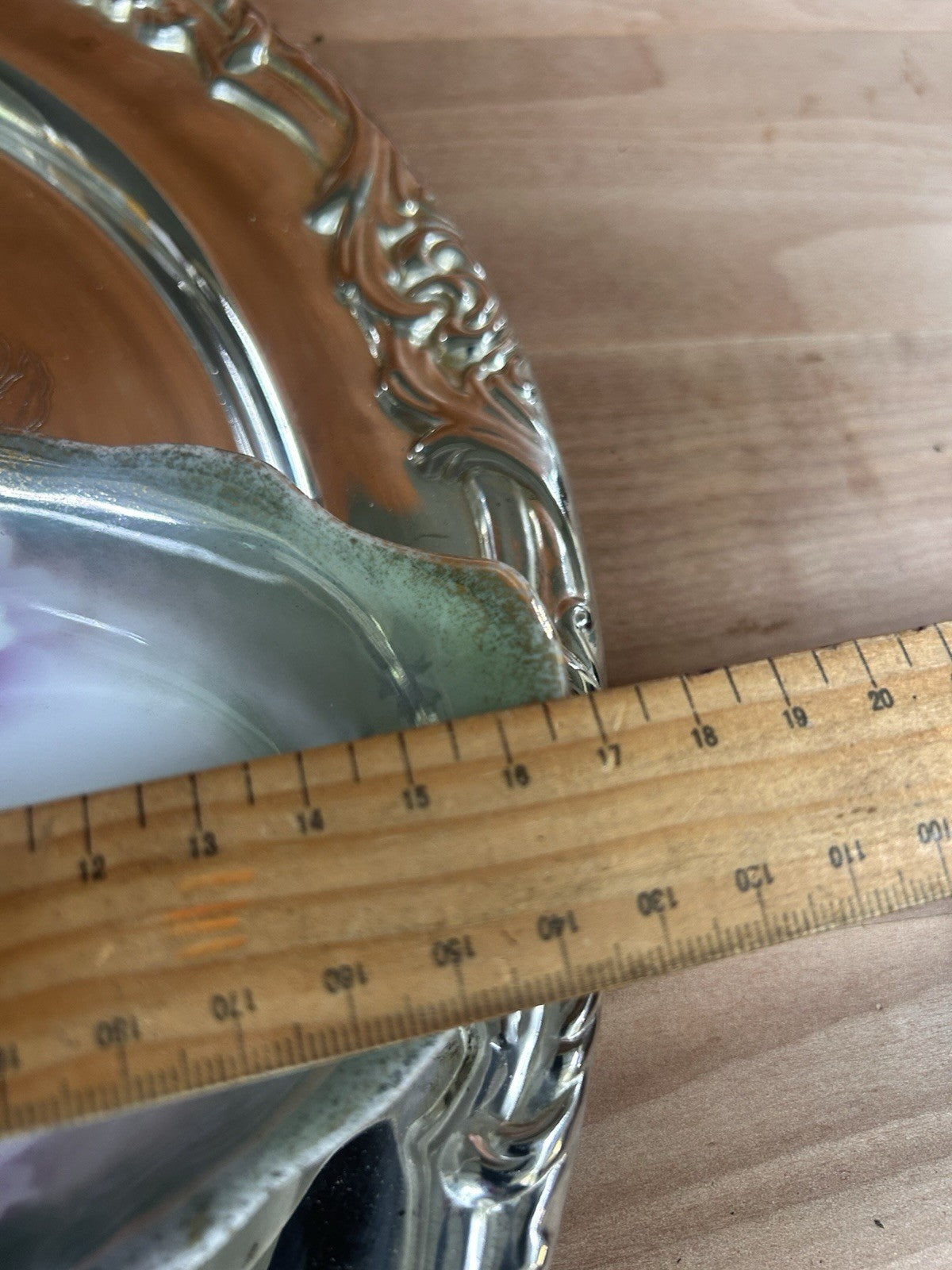 Antique Silesia Handled Dish Hand Painted Floral Gold Trim c.1900s Germany