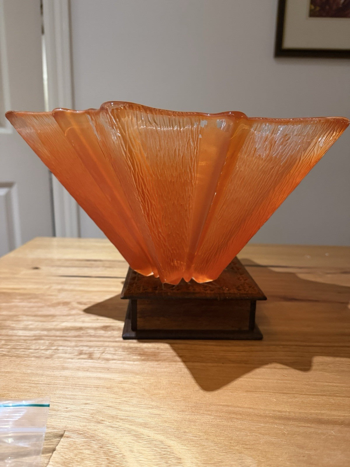 Vintage Walther Glas Star Bowl Orange Bark Glass Germany MCM 34cm
