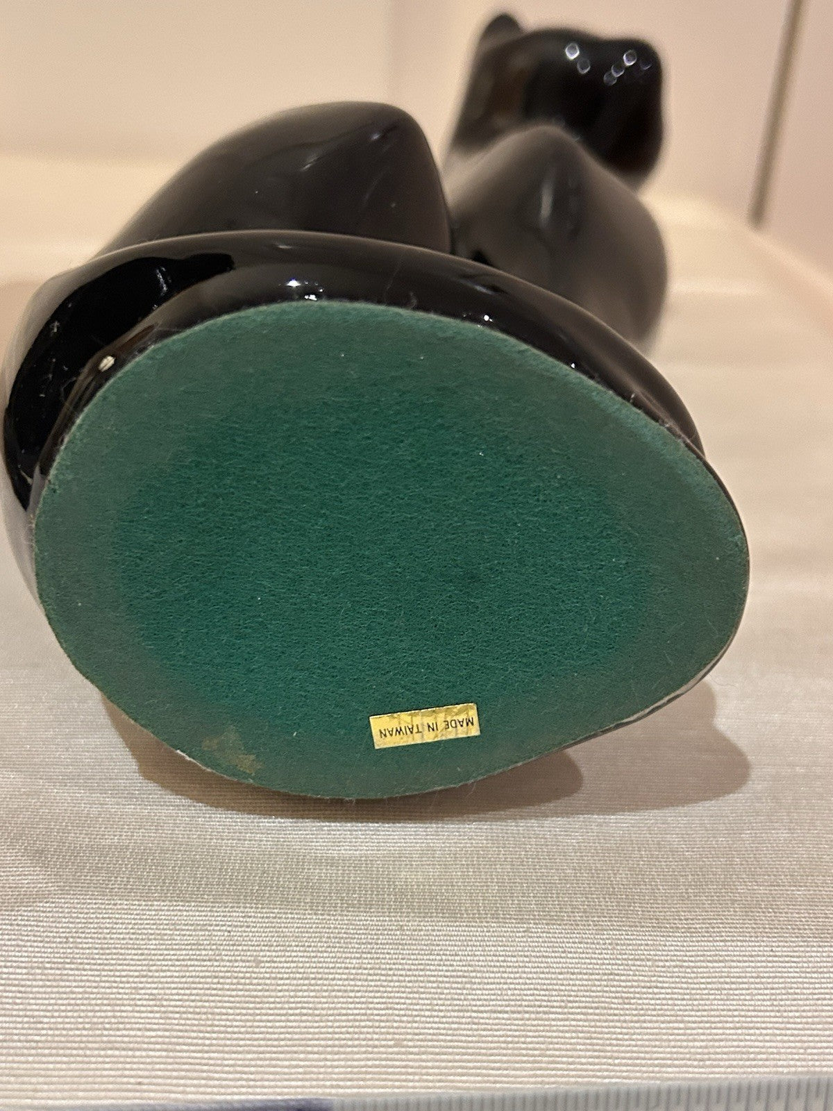 Vintage Pair Black Ceramic Cat Figurines Made in Taiwan 25cm Gloss Finish