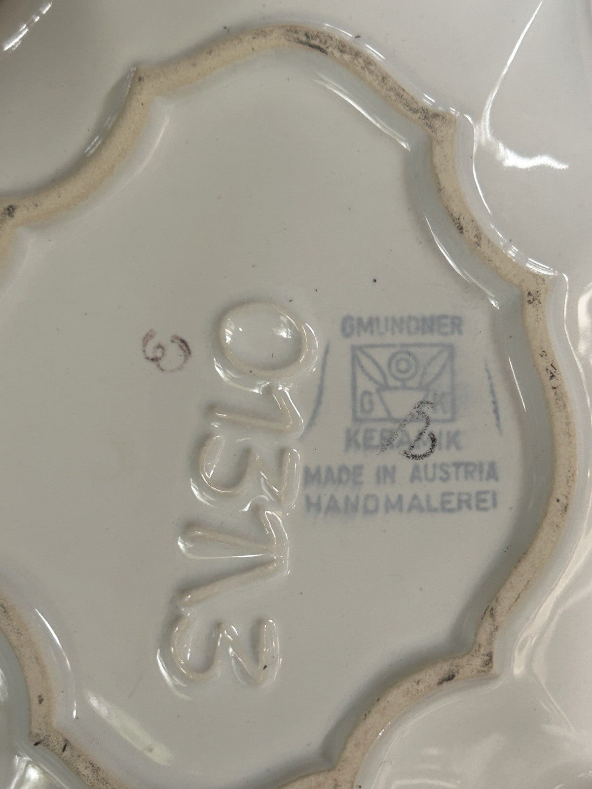 Gmundner Keramik Austria Handmalerei Floral Scalloped Dish Bowl 137/3