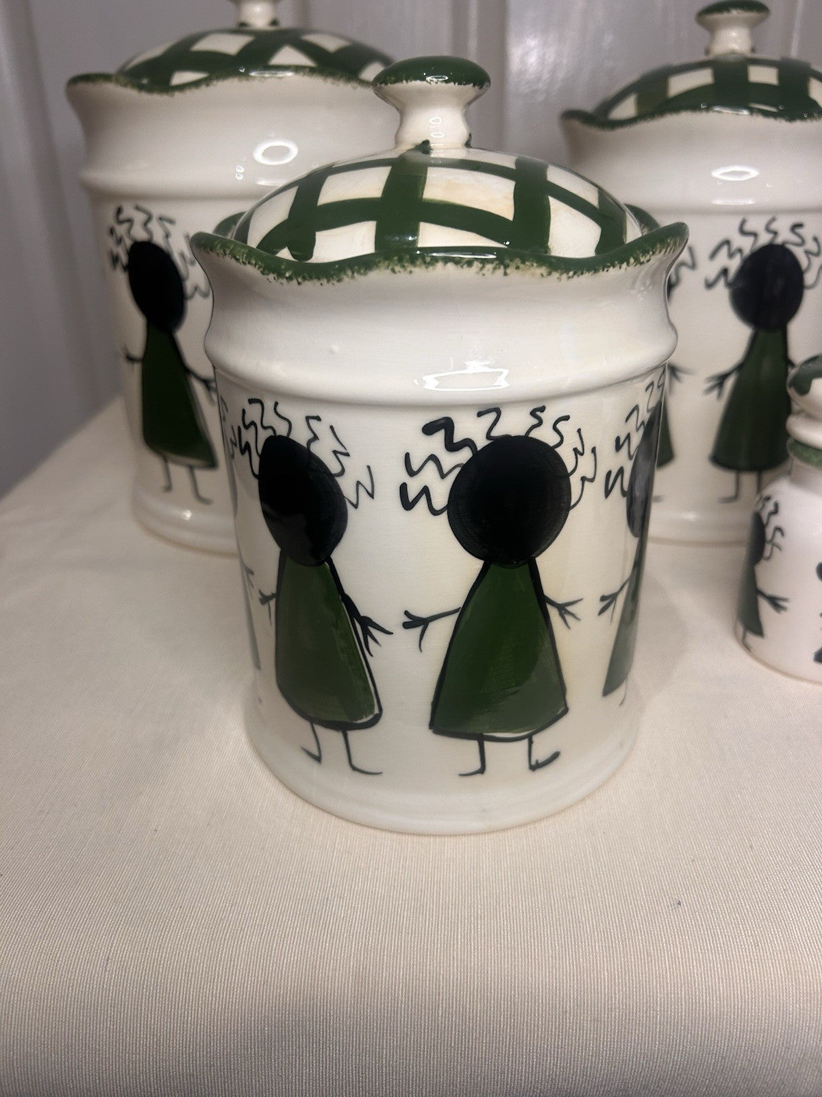 Kerry Alderuccio Hand Painted Canister Set – 6pc Ceramic Kitchen Storage 
