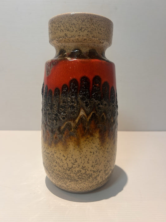 Scheurich Fat Lava Vase 242-22 West German Pottery 1960s 22cm Red Lava Glaze