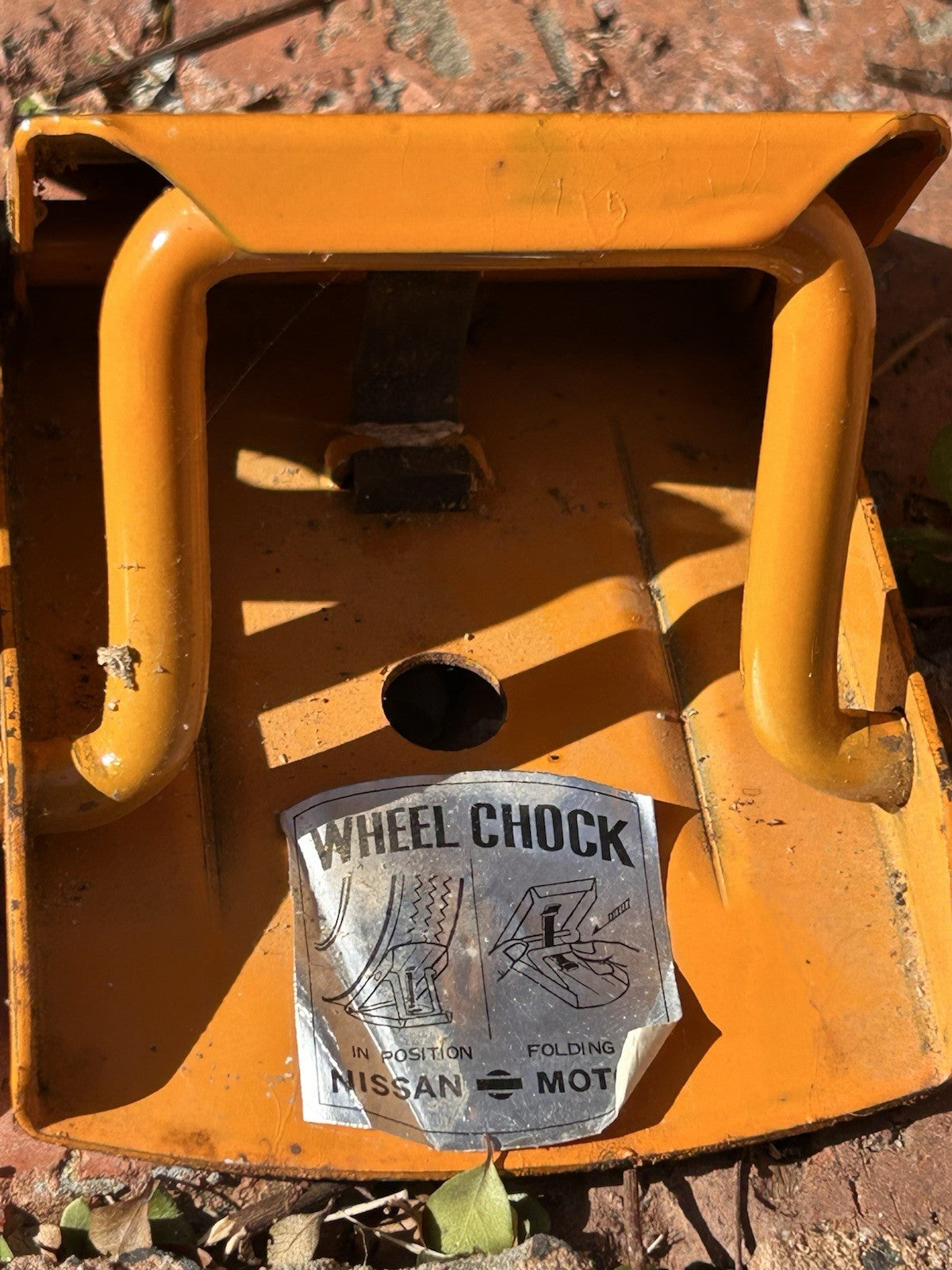 Vintage Nissan Folding Wheel Chocks Pair Metal Automotive Garage Tool